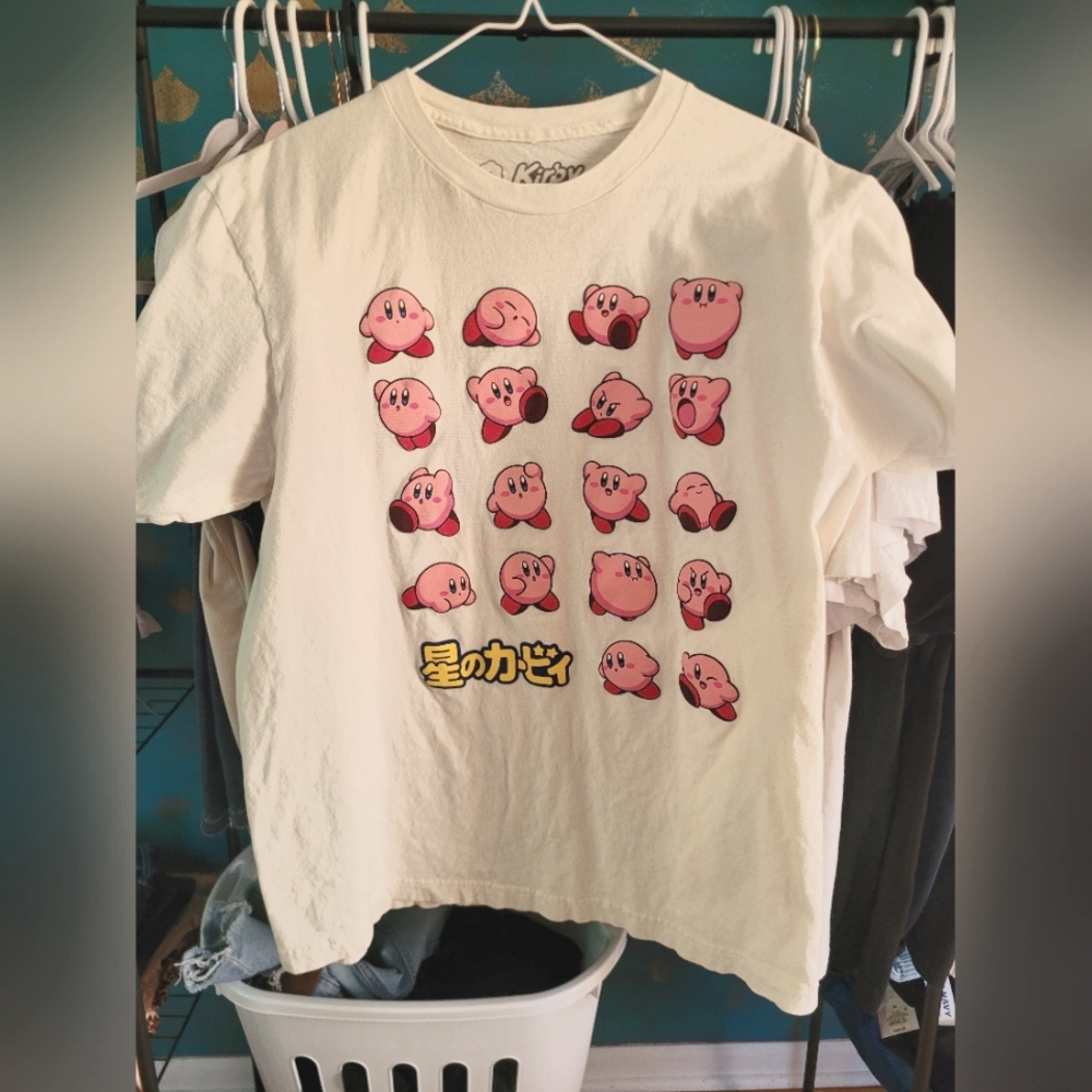 Kirby Graphic Mens T-Shirt - Cream Large